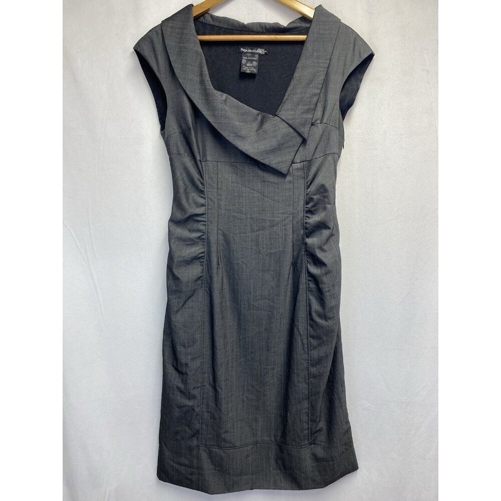 Paige Black Label Cowl Neck Sleeveless Ruched Cocktail Lined Dress Women 8 Gray